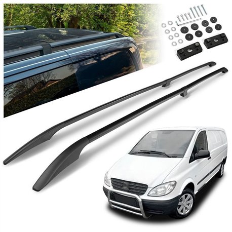 Split roof rails for Mercedes Vito W639 L2 LWB 2003-2014 Solid Aluminum Pl