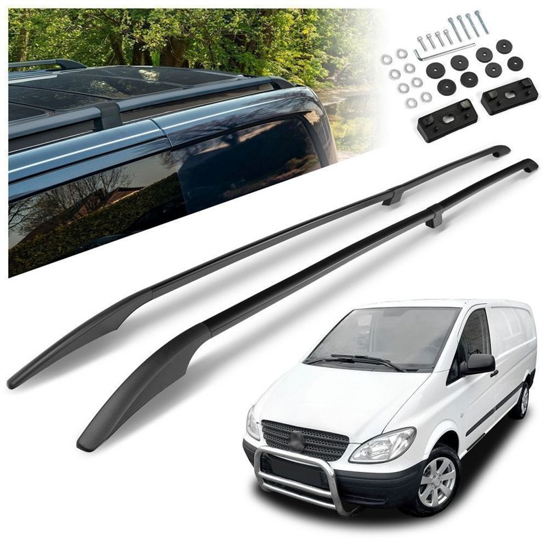Split roof rails for Mercedes Vito W639 L2 LWB 2003-2014 Solid Aluminum Pl