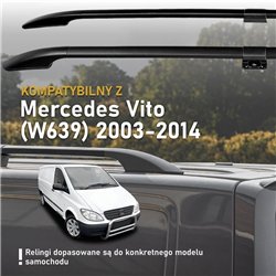 Split roof rails for Mercedes Vito W639 L2 LWB 2003-2014 Solid Aluminum Pl