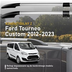 Split roof rails for Ford Tourneo Custom I V362 L2 LWB 2012-2023 Solid Alu