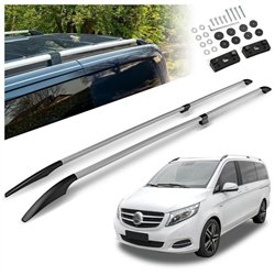 Split roof rails for Mercedes V-Class W447 L2 LWB 2014- Solid Aluminum Pla