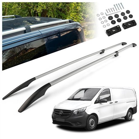 Split roof rails for Mercedes Vito W447 Compact SWB 2014- Solid Aluminum P