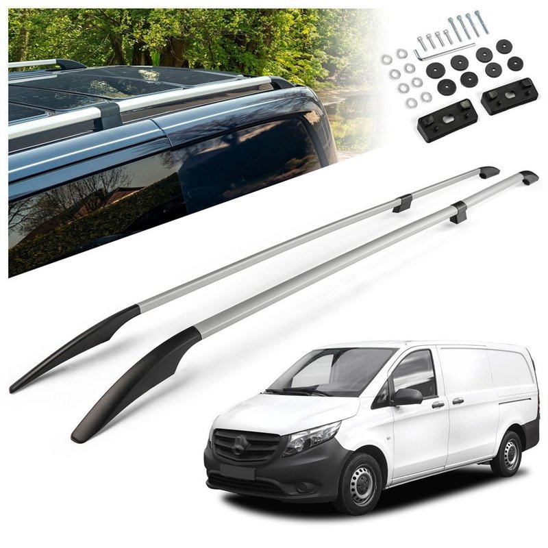 Split roof rails for Mercedes Vito W447 Compact SWB 2014- Solid Aluminum P