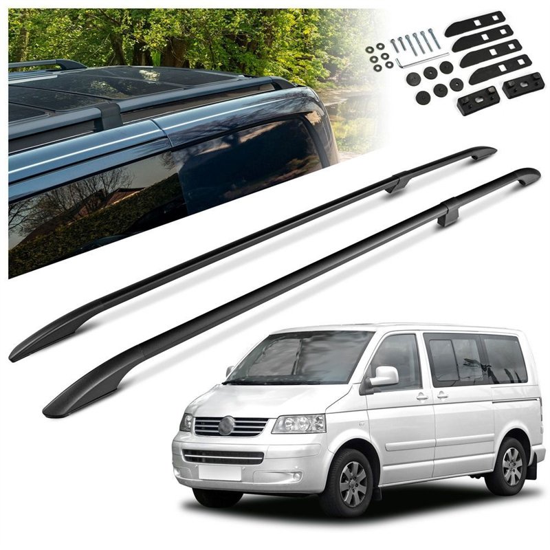 Split roof rails for Volkswagen VW Caravelle T5 L1 SWB 2003-2015 Solid Alu