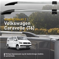 Split roof rails for Volkswagen VW Caravelle T6 L2 LWB 2015-2019 Solid Alu