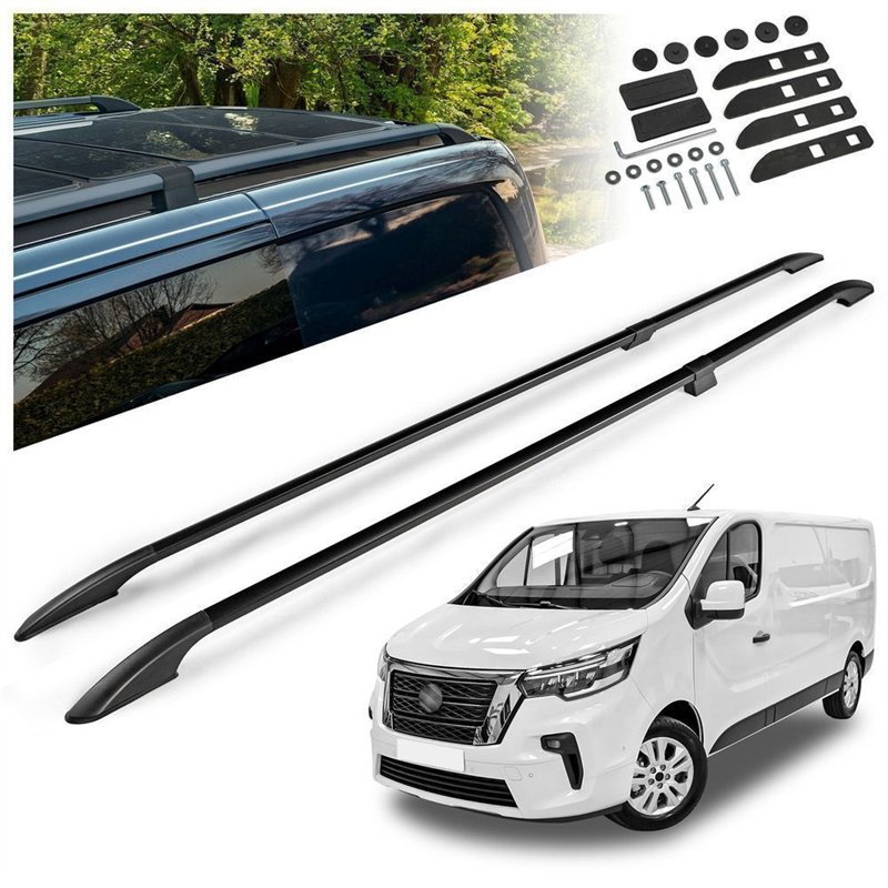 Split roof rails for Nissan Primastar II X82 L1 SWB 2021- Solid Aluminum P