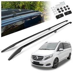 Split roof rails for Mercedes V-Class W447 L3 ELWB 2014- Solid Aluminum Pl