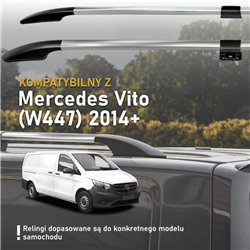 Relingi dachowe dzielone Mercedes Vito W447 Compact SWB 2014- Alum