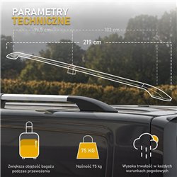 Relingi dachowe dzielone Opel Combo D X12 L2 2012-2018 Aluminium p