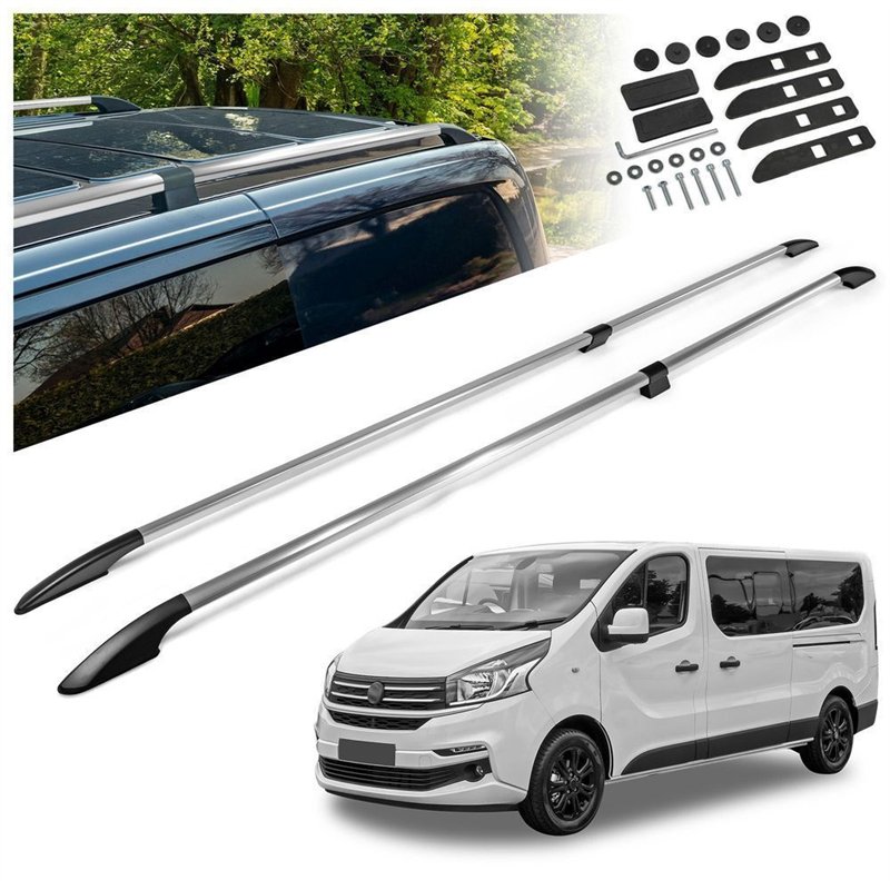 Split roof rails for Fiat Talento II 296 X82 L2 LWB 2016-2021 Solid Alumin