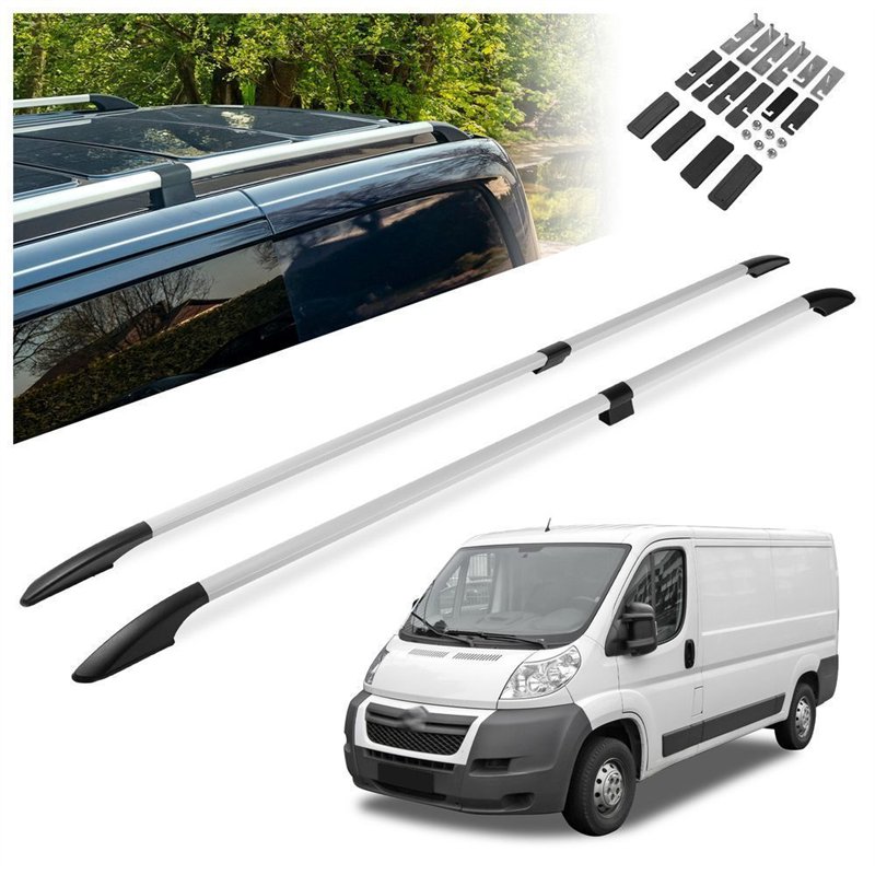 Split roof rails for Citroen Jumper II 250 L1H1 2006- Solid Aluminum Plast
