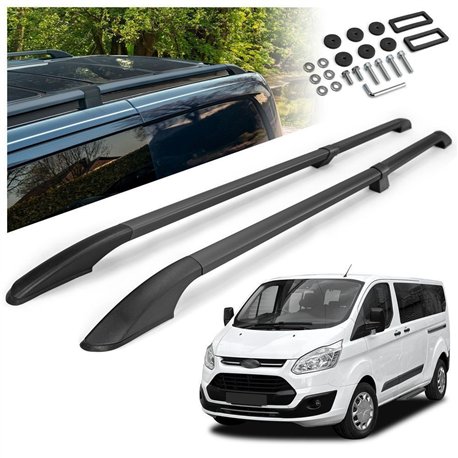 Split roof rails for Ford Tourneo Custom I V362 L1 SWB 2012-2023 Solid Alu