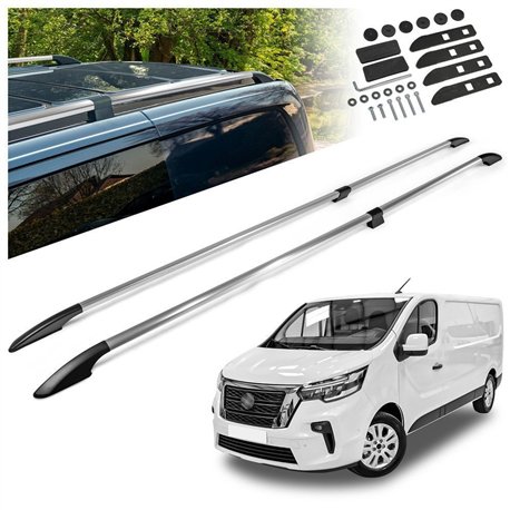 Split roof rails for Nissan Primastar II X82 L2 LWB 2021- Solid Aluminum P