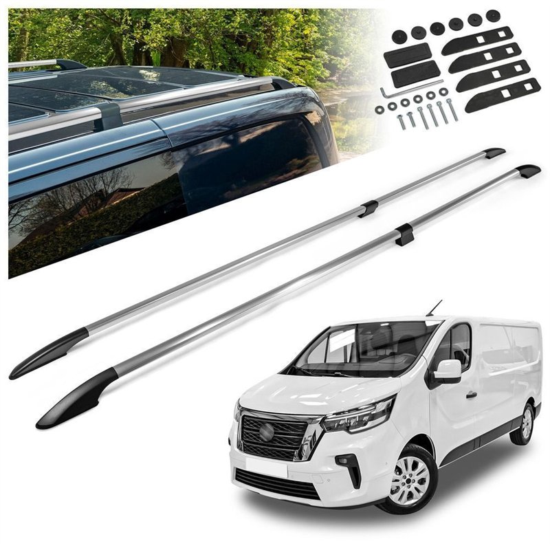 Split roof rails for Nissan Primastar II X82 L2 LWB 2021- Solid Aluminum P