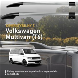 Split roof rails for Volkswagen VW Multivan T6 L2 LWB 2015-2019 Solid Alum