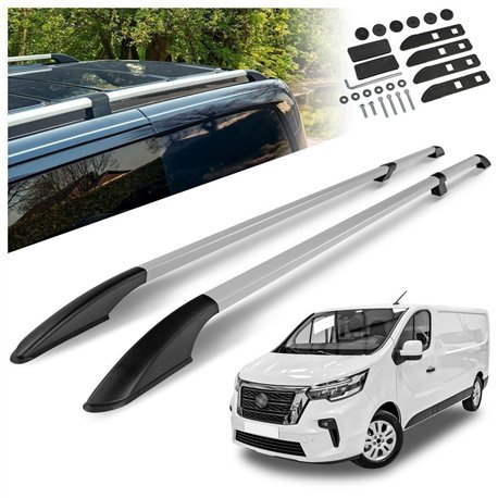 Split roof rails for Nissan Primastar II X82 L1 SWB 2021- Solid Aluminum P