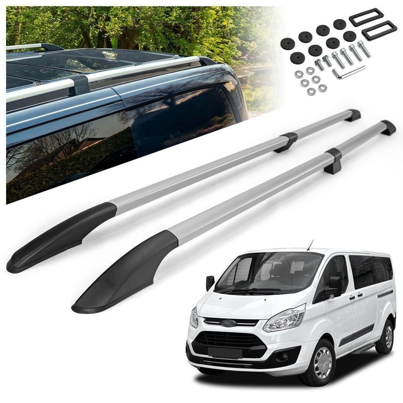 Split roof rails for Ford Tourneo Custom I V362 L1 SWB 2012-2023 Solid Alu