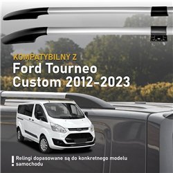 Split roof rails for Ford Tourneo Custom I V362 L1 SWB 2012-2023 Solid Alu