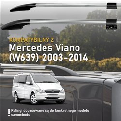 Split roof rails for Mercedes Viano W639 L1 SWB 2003-2014 Solid Aluminum P