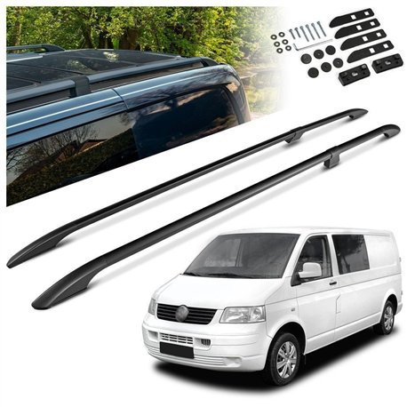 Split roof rails for Volkswagen VW Transporter T5 L1 SWB 2003-2015 Solid A