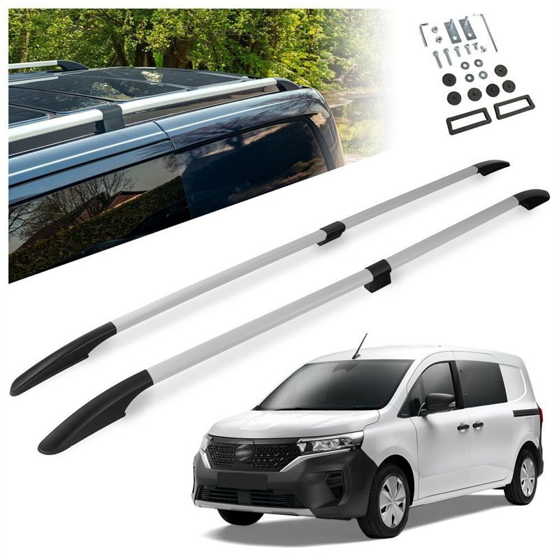 Split roof rails for Nissan Townstar I NFK/XFK L2 2022- Solid Aluminum Pla