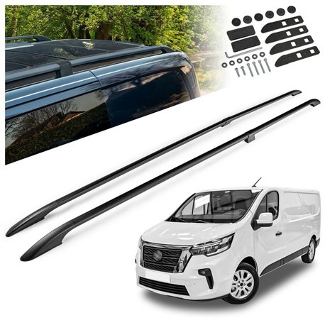 Split roof rails for Nissan Primastar II X82 L2 LWB 2021- Solid Aluminum P