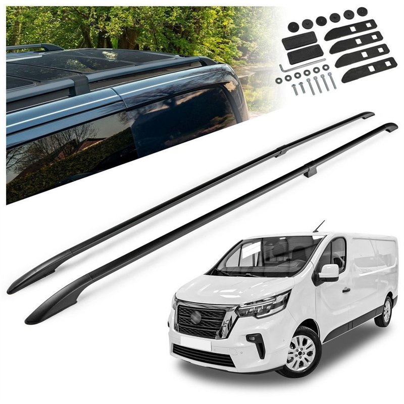 Split roof rails for Nissan Primastar II X82 L2 LWB 2021- Solid Aluminum P