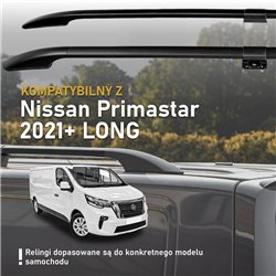 Split roof rails for Nissan Primastar II X82 L2 LWB 2021- Solid Aluminum P