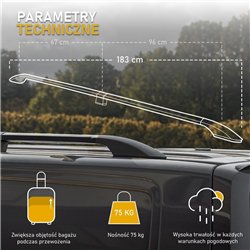 Split roof rails for Fiat Doblo II 263 H1 L1 SWB 2010-2022 Solid Aluminum