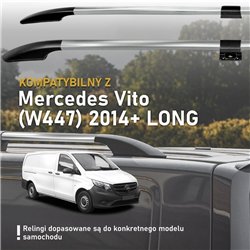 Split roof rails for Mercedes Vito W447 L2 LWB 2014- Solid Aluminum Plasti