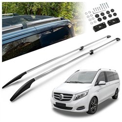 Split roof rails for Mercedes V-Class W447 L2 LWB 2014- Solid Aluminum Pla