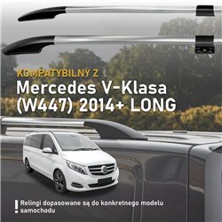 Split roof rails for Mercedes V-Class W447 L2 LWB 2014- Solid Aluminum Pla