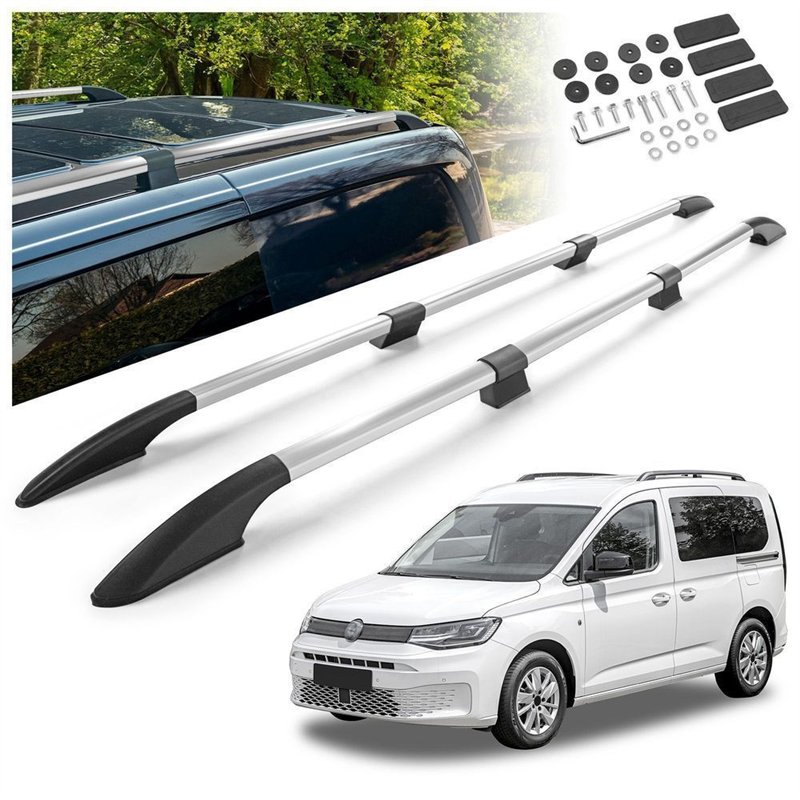 Split roof rails for Volkswagen VW Caddy SB SK L2 Maxi 2020- Solid Aluminu