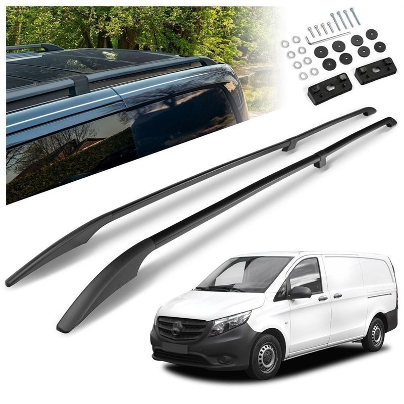 Split roof rails for Mercedes Vito W447 L2 LWB 2014- Solid Aluminum Plasti