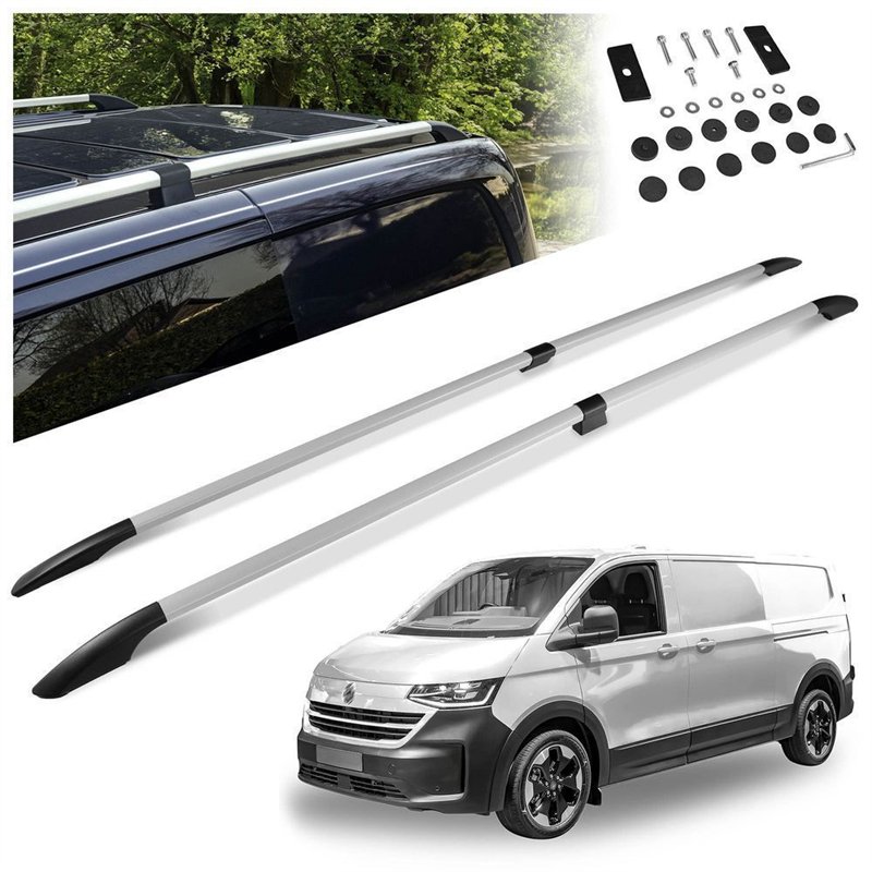 Split roof rails for Volkswagen VW Transporter T7 L2 LWB 2025- Solid Alumi