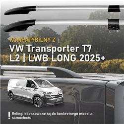 Split roof rails for Volkswagen VW Transporter T7 L2 LWB 2025- Solid Alumi