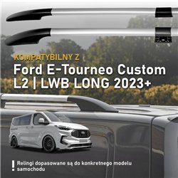 Split roof rails for Ford E-Tourneo Custom I V710 L2 LWB 2023- Solid Alumi
