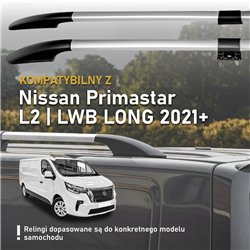 Split roof rails for Nissan Primastar II X82 L2 LWB 2021- Solid Aluminum P