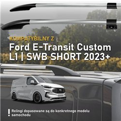 Split roof rails for Ford E-Transit Custom I V710 L1 SWB 2023- Solid Alumi
