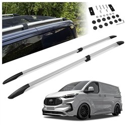 Split roof rails for Ford E-Transit Custom I V710 L1 SWB 2023- Solid Alumi