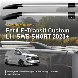 Split roof rails for Ford E-Transit Custom I V710 L1 SWB 2023- Solid Alumi