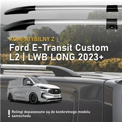 Split roof rails for Ford E-Transit Custom I V710 L2 LWB 2023- Solid Alumi