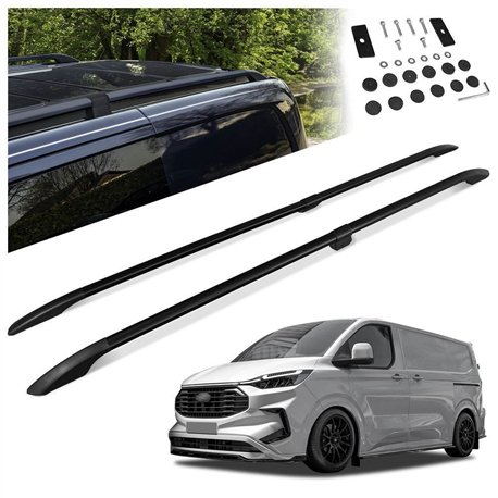 Split roof rails for Ford Transit Custom II V710 L1 SWB 2023- Solid Alumin