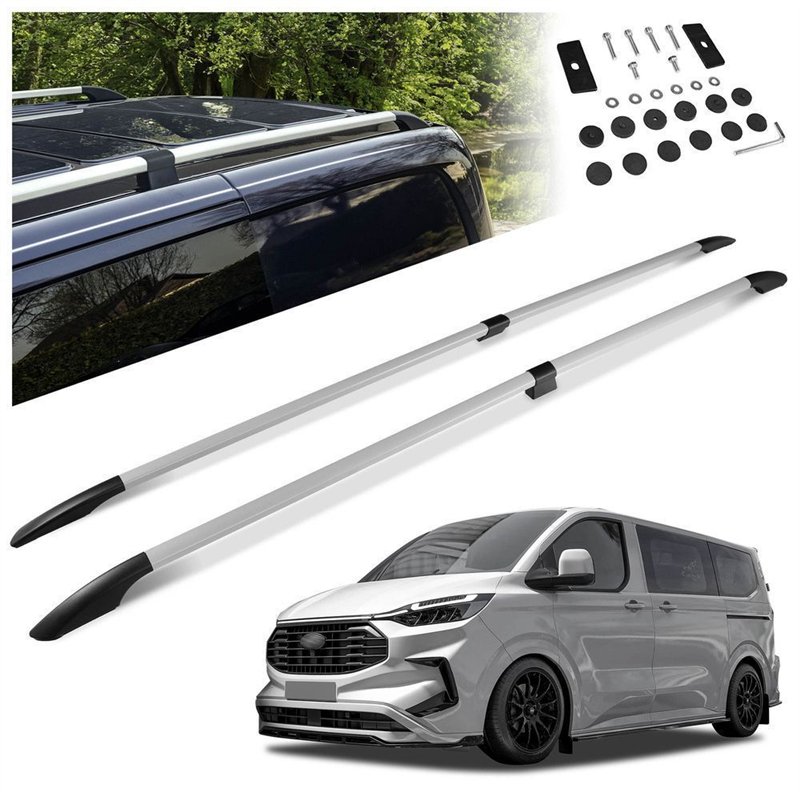 Split roof rails for Ford Tourneo Custom II V710 L2 LWB 2023- Solid Alumin