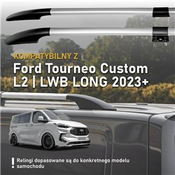 Split roof rails for Ford Tourneo Custom II V710 L2 LWB 2023- Solid Alumin