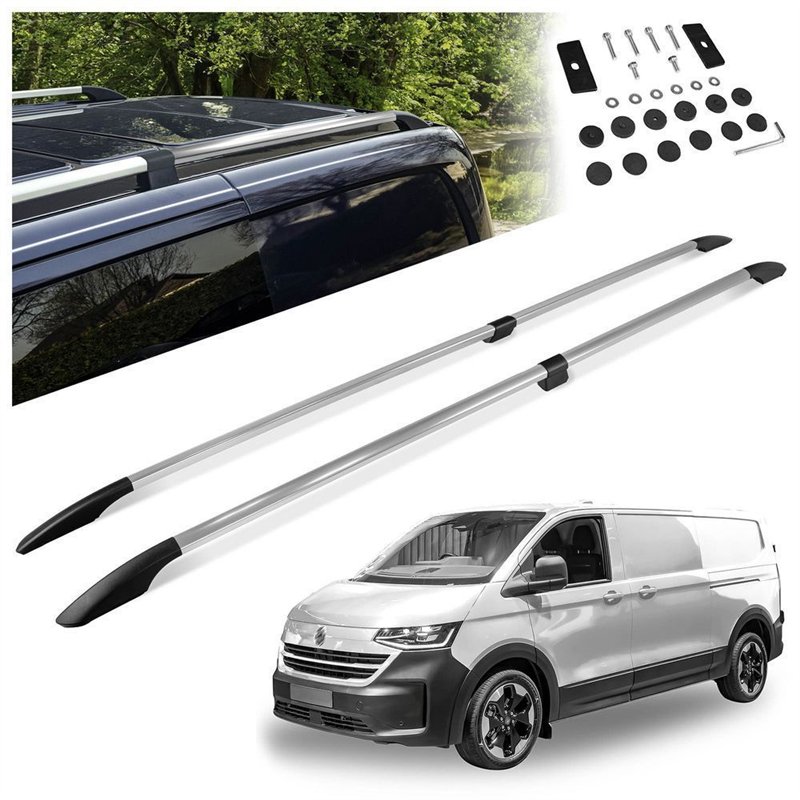 Split roof rails for Volkswagen VW Transporter T7 L2 LWB 2025- Solid Alumi