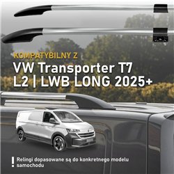 Split roof rails for Volkswagen VW Transporter T7 L2 LWB 2025- Solid Alumi
