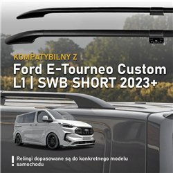 Split roof rails for Ford E-Tourneo Custom I V710 L1 SWB 2023- Solid Alumi