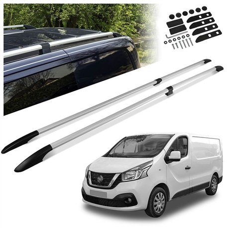 Split roof rails for Nissan NV300 I X82 L2 LWB 2016-2021 Solid Aluminum Pl