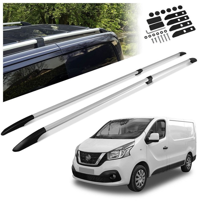 Split roof rails for Nissan NV300 I X82 L2 LWB 2016-2021 Solid Aluminum Pl